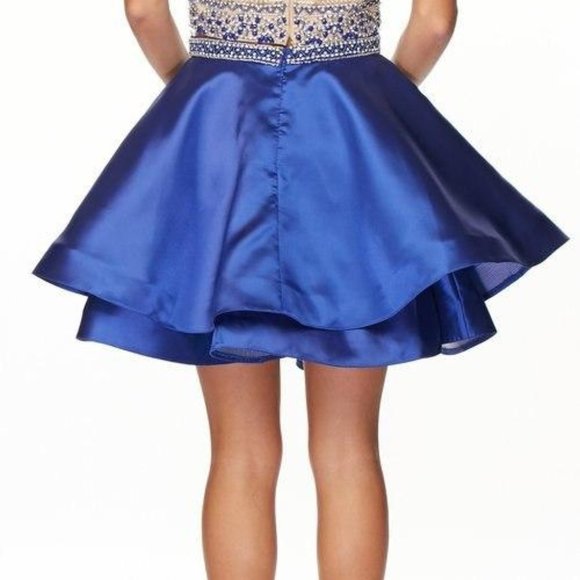 Two Piece Halter Neck Short Prom Dress JT777 - Picture 4 of 5